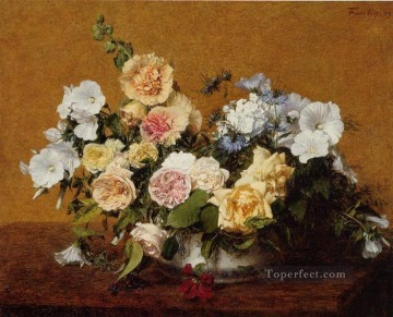 Henri Fantin Latour Painting - Bouquet of Roses and Other Flowers Henri Fantin Latour